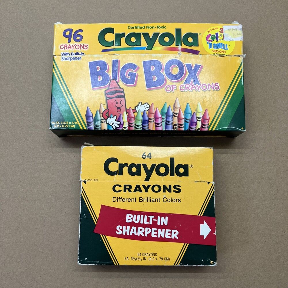 Vintage Lot 157 Crayola Crayons Dandelion Sea Green Maize Color n Smell 2 Boxes